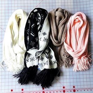 Bondle Neck  Head Scarfs black white pink Gray gold decorated wool Tassle wrap